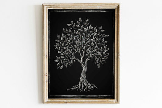 Monochrome Lemon Tree Wall Art – Nature Nursery Print