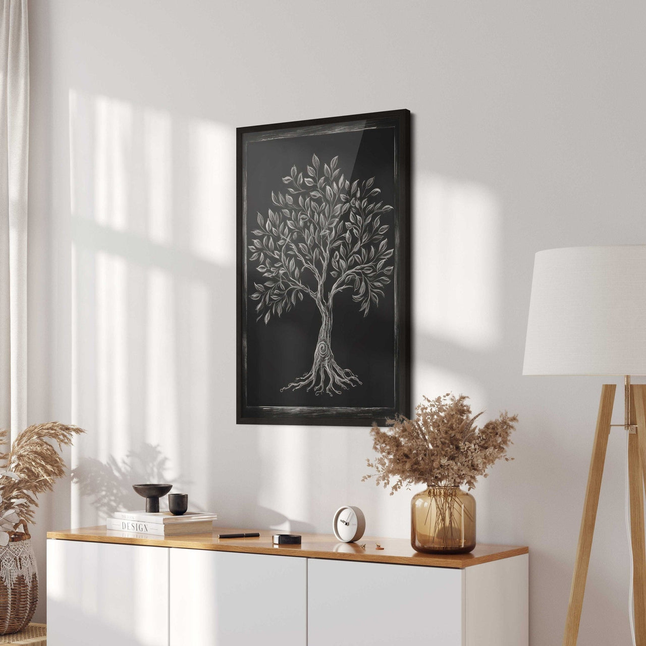 Monochrome Lemon Tree Wall Art – Nature Nursery Print