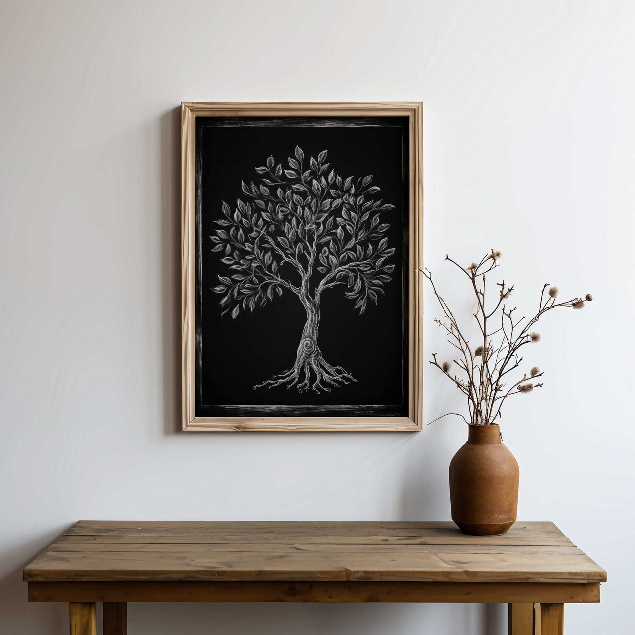 Monochrome Lemon Tree Wall Art – Nature Nursery Print