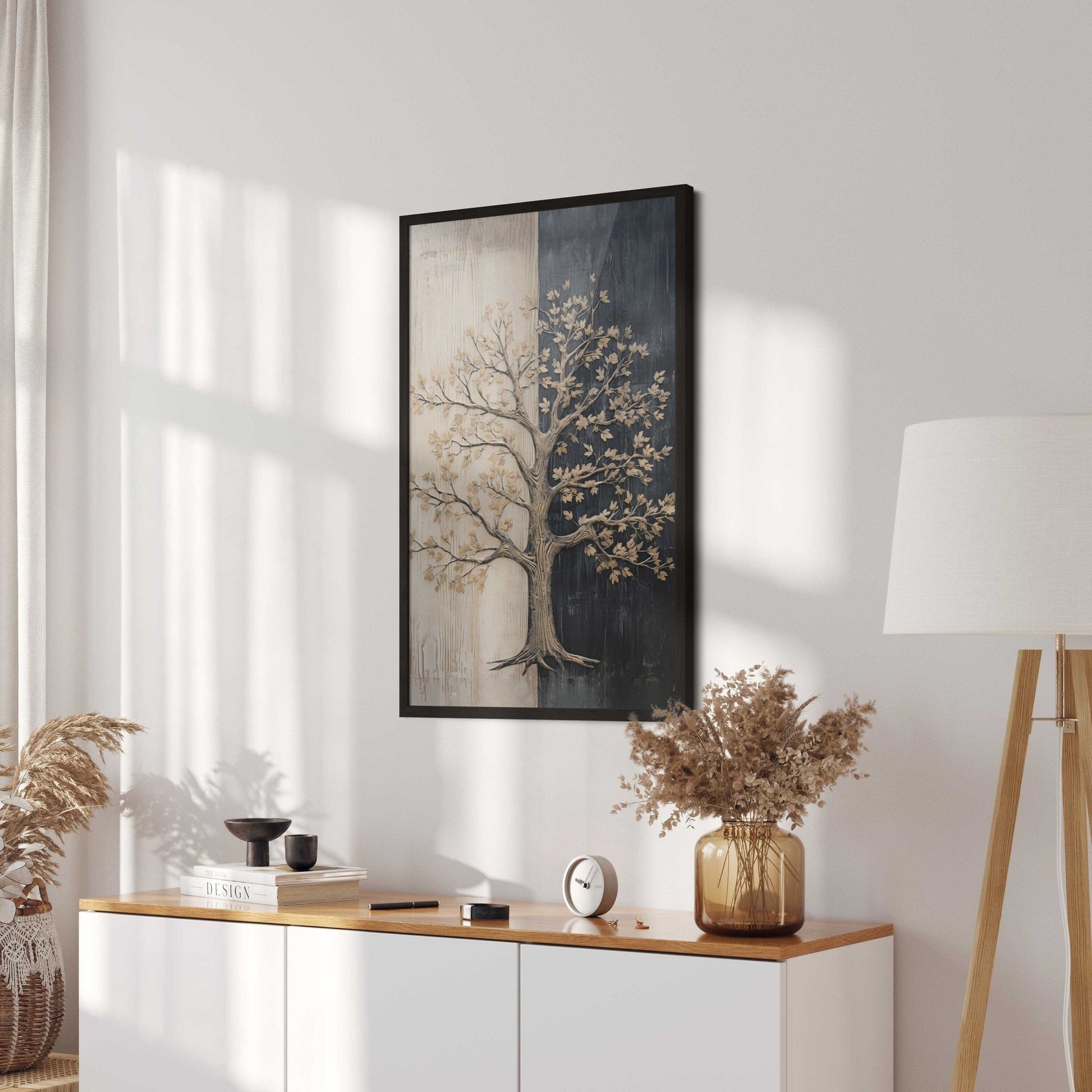 Tree Wall Art, Rustic Nature Decor, Abstract Painting - WildfieldPrints