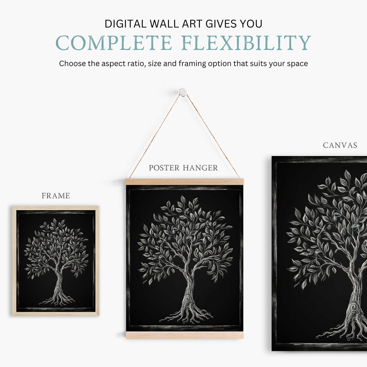 Monochrome Lemon Tree Wall Art – Nature Nursery Print