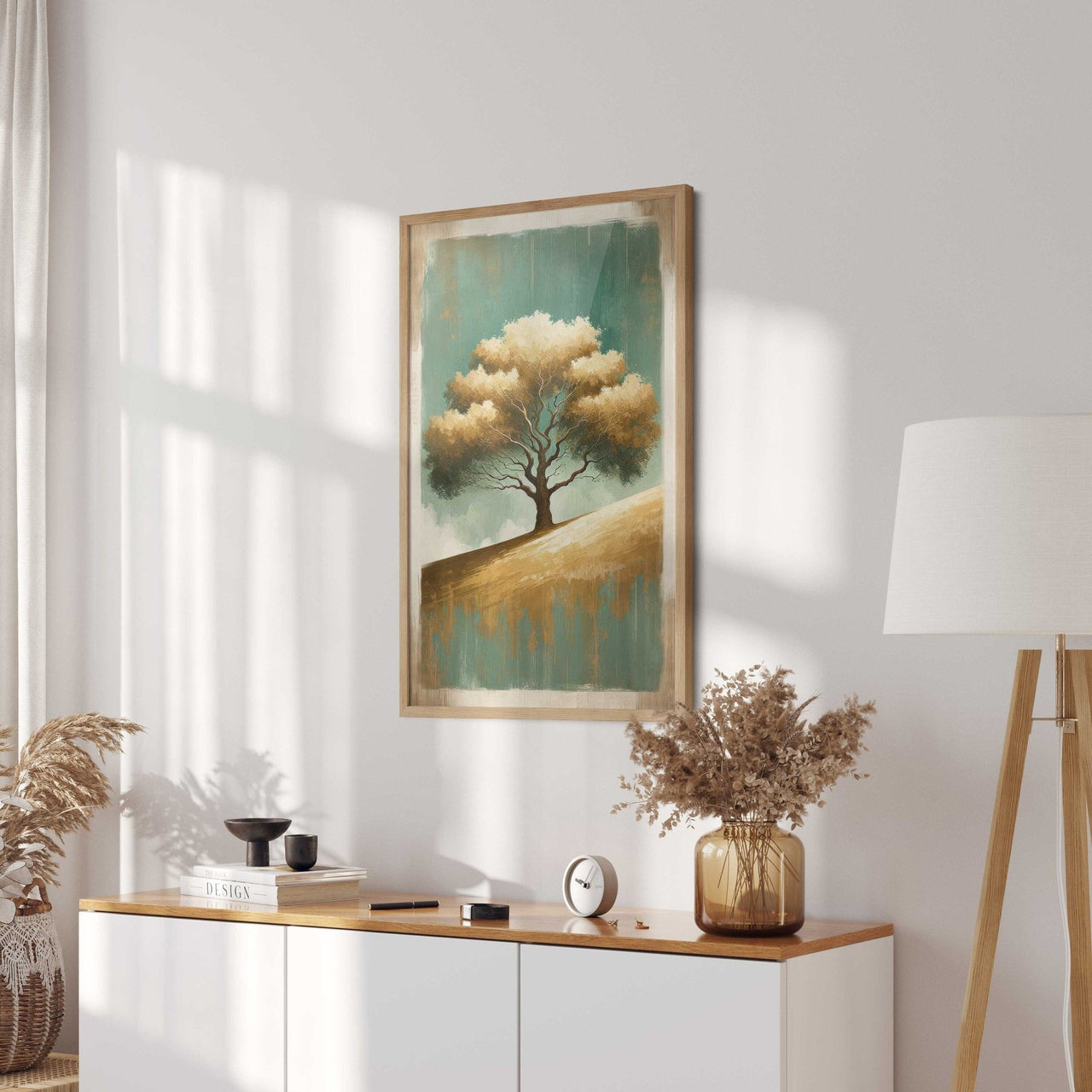 Rustic Oak Wall Art – Nature Living Room Print