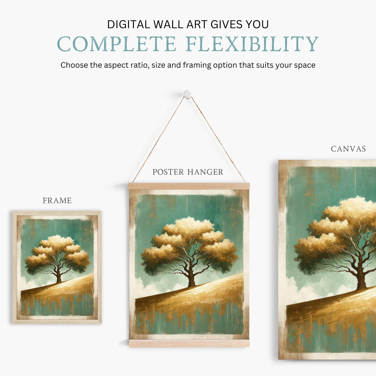 Rustic Oak Wall Art – Nature Living Room Print