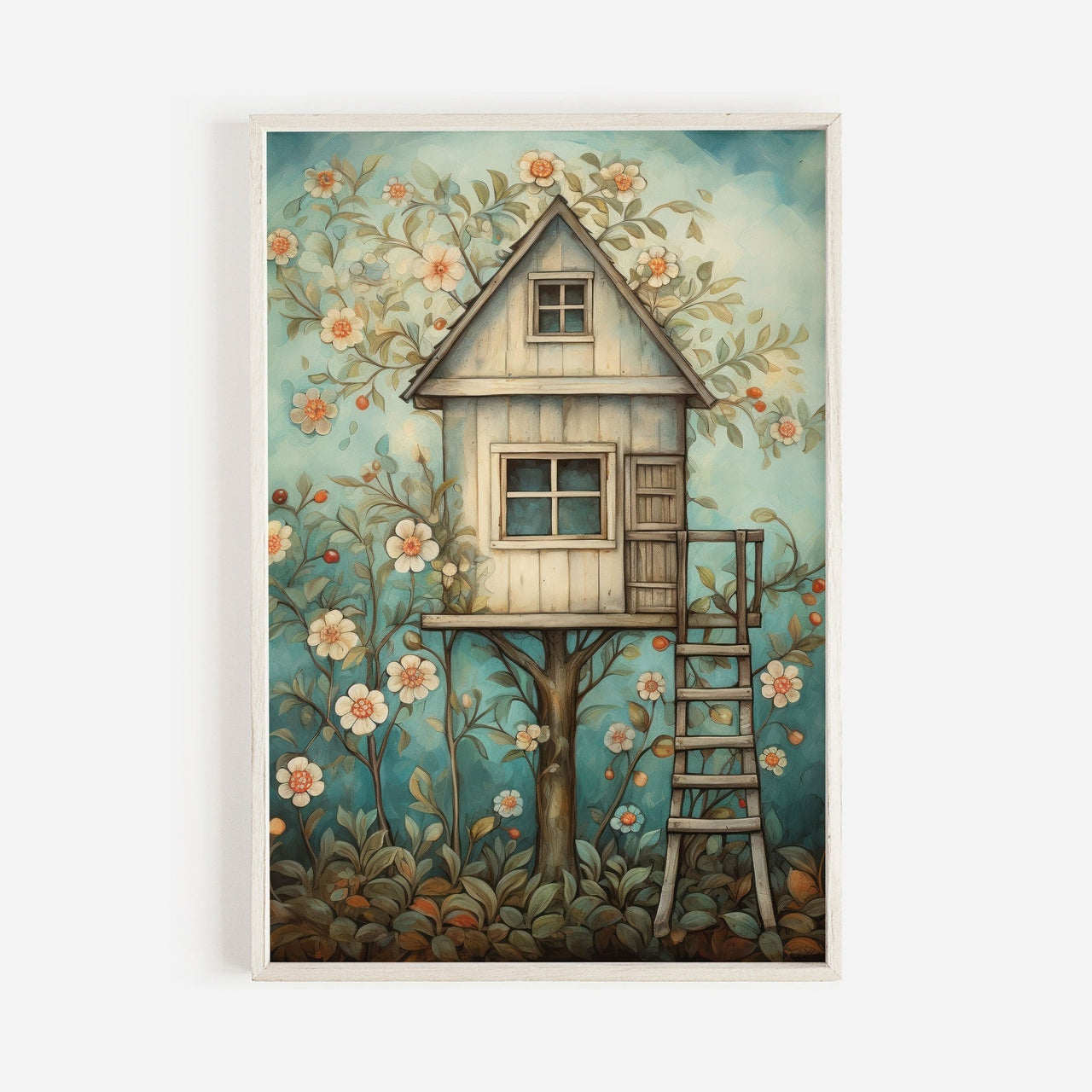 Treehouse Wall Art – Rustic Kids Room Print