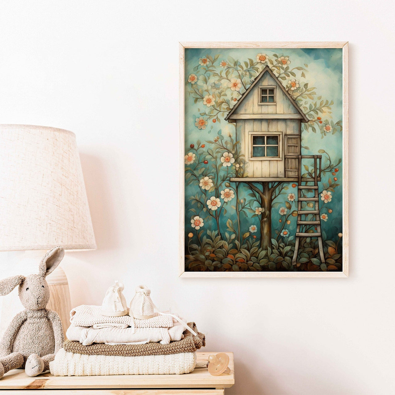 Treehouse Wall Art – Rustic Kids Room Print