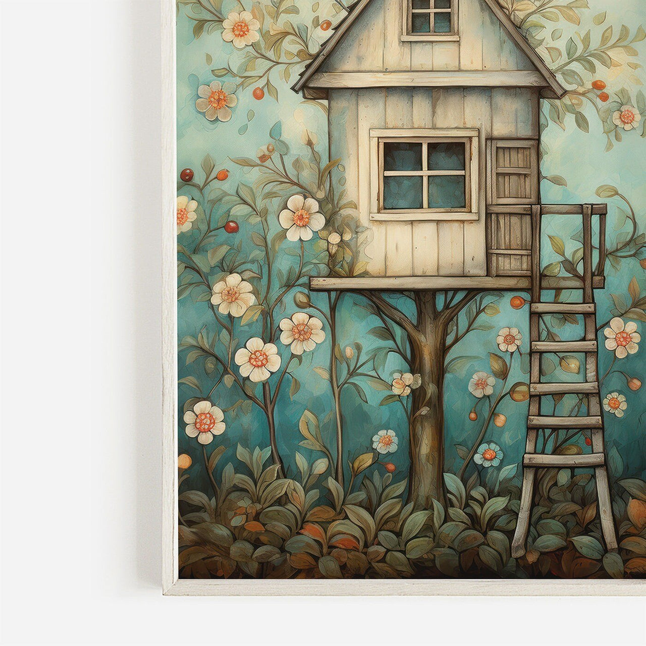 Treehouse Wall Art – Rustic Kids Room Print