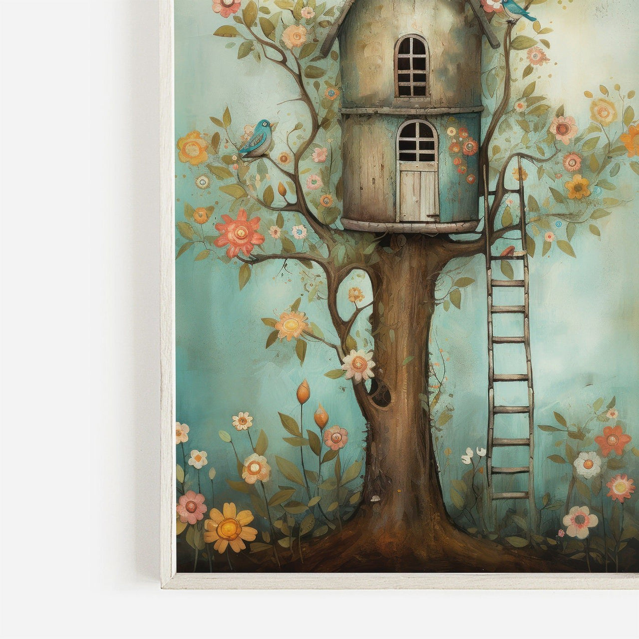 Treehouse Wall Art – Rustic Kids Room Print
