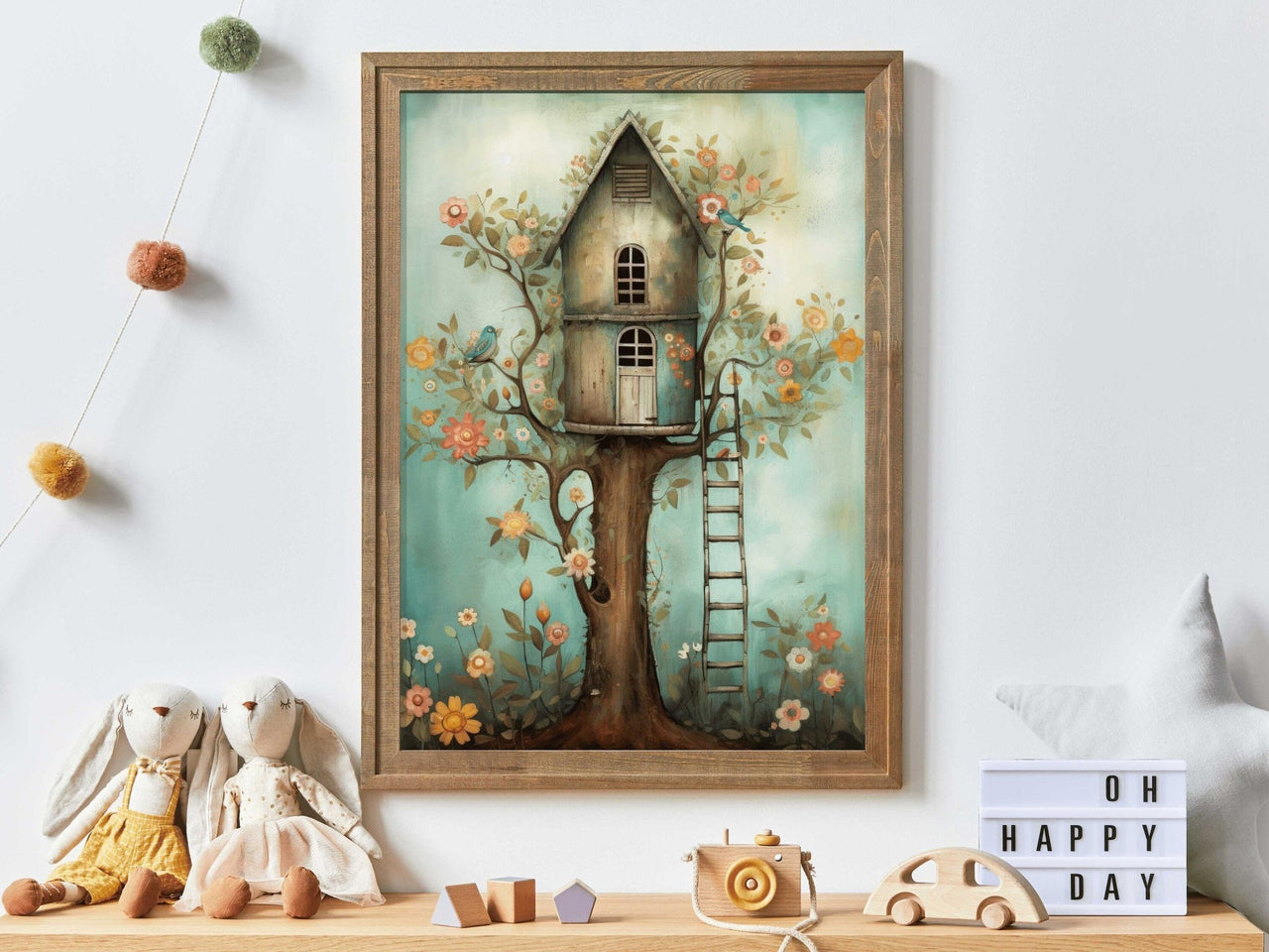 Treehouse Wall Art – Rustic Kids Room Print