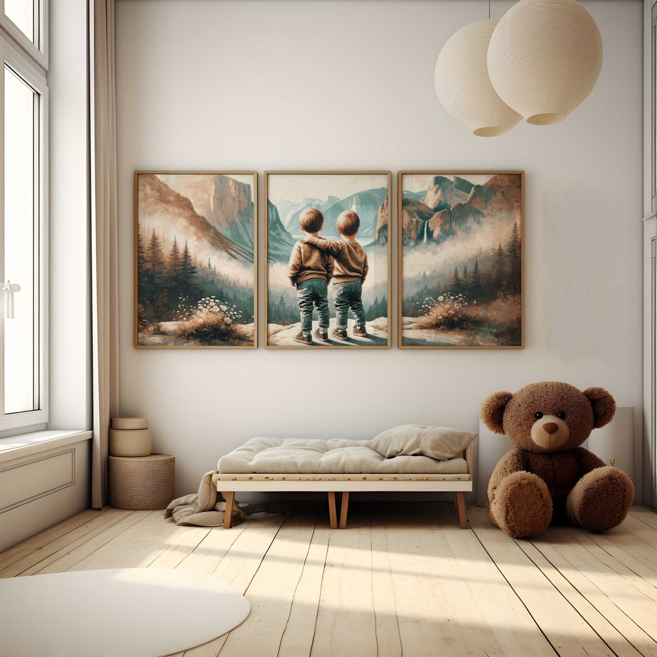 Twin Boys Wall Art – Adventure Nursery Print for Kids Room • Set of 3