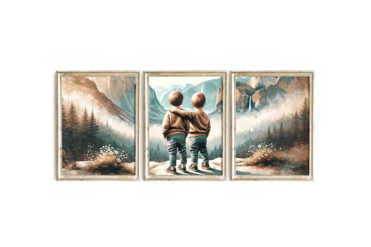 Twin Boys Wall Art – Adventure Nursery Print for Kids Room • Set of 3