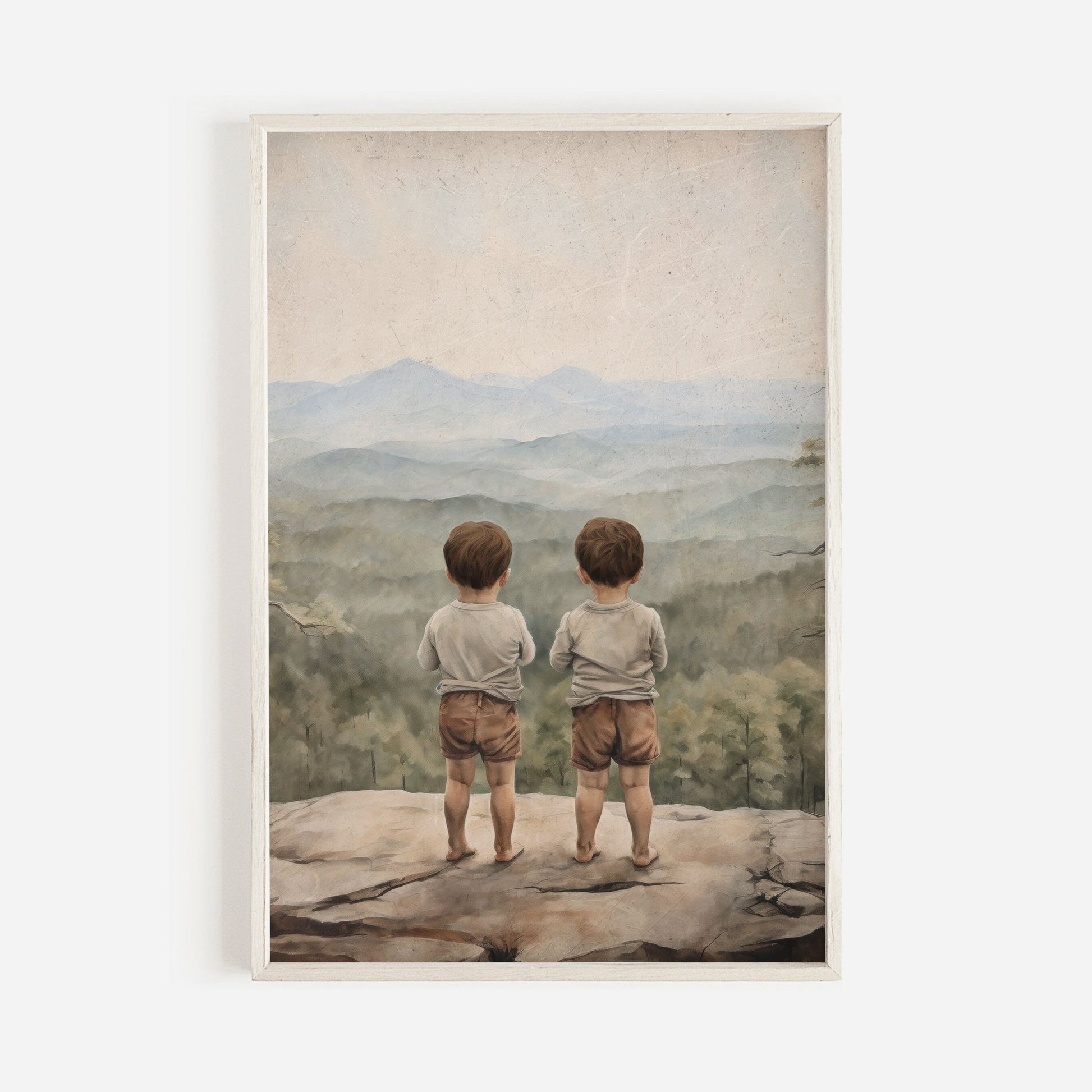 Twin Boys Wall Art, Adventure Nursery Decor, Brothers Print - WildfieldPrints