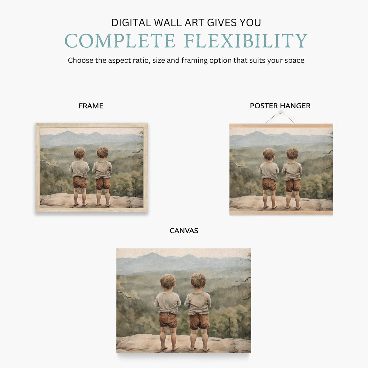 Twin Brothers Adventure Wall Art – Boys Room Print for Siblings