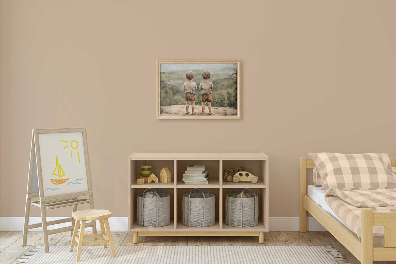Twin Brothers Adventure Wall Art – Boys Room Print for Siblings