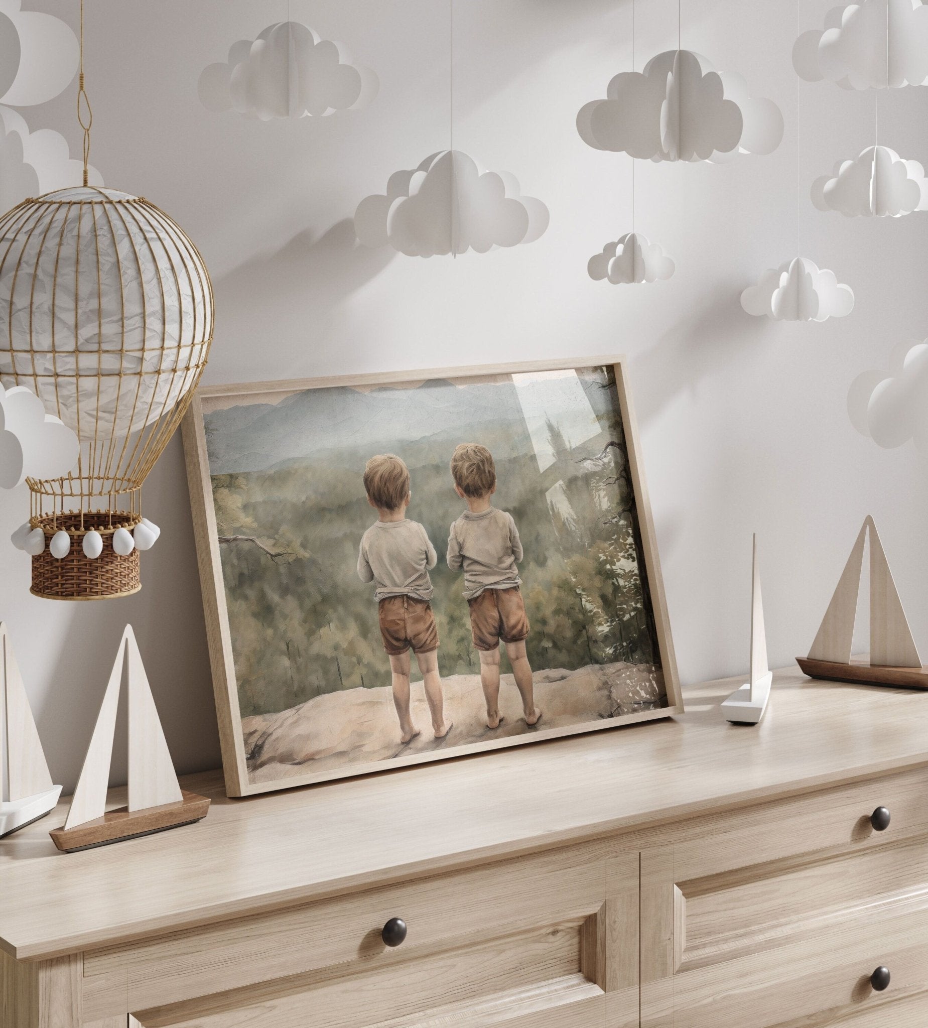 Twin Boys Wall Art, Adventure Print for Brothers, Boys Room Decor - WildfieldPrints