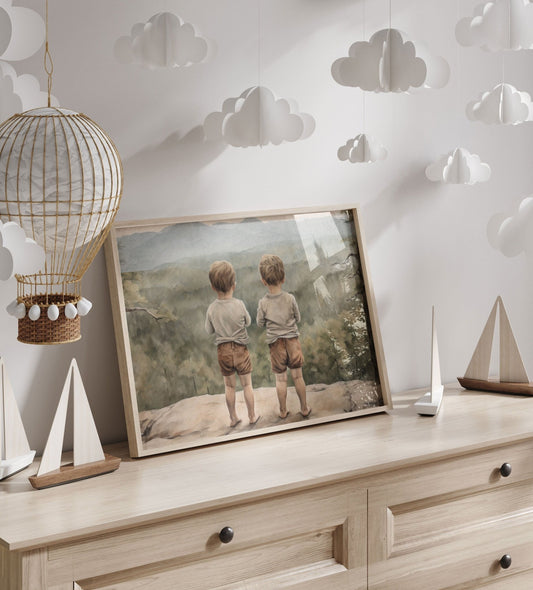 Twin Boys Wall Art, Adventure Print for Brothers, Boys Room Decor - WildfieldPrints