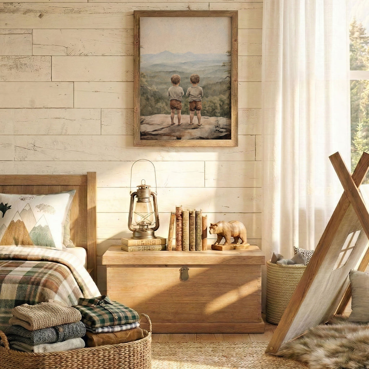 Twin Brothers Wall Art – Adventure Boys Room Print