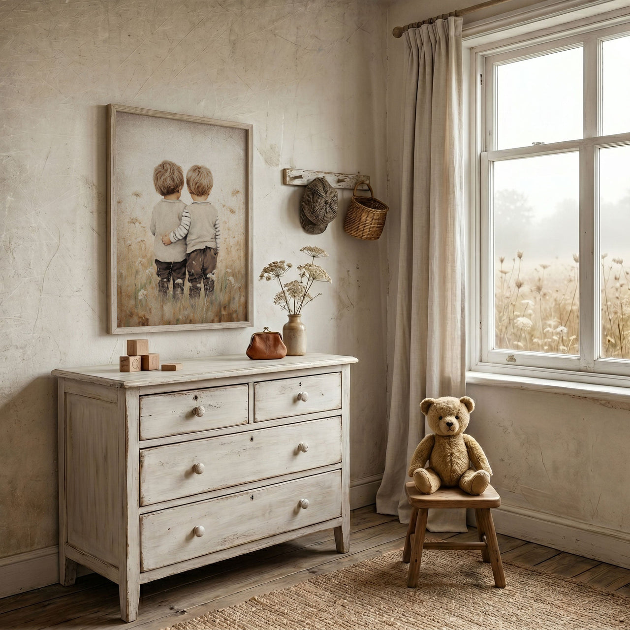 Twin Brothers Wall Art – Boys Room Print