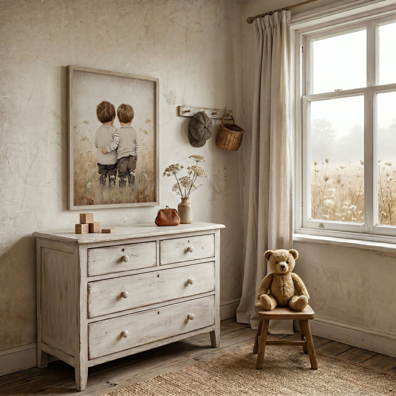 Twin Brothers Wall Art – Boys Room Print