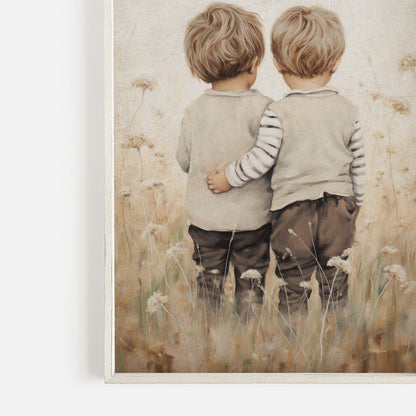 Twin Brothers Wall Art, Rustic Bedroom Decor for Boys - WildfieldPrints