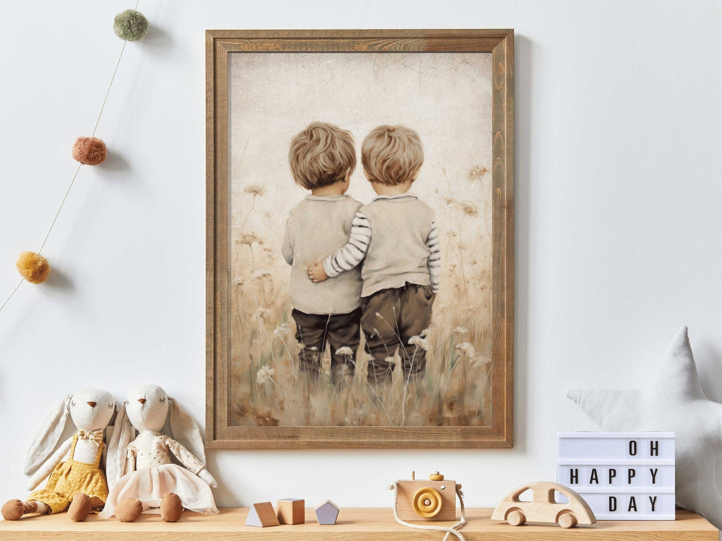 Twin Brothers Wall Art, Rustic Bedroom Decor for Boys - WildfieldPrints
