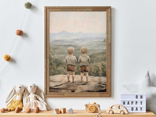 Twins Wall Decor, Adventure Prints for Boys' Room, Nursery Art - WildfieldPrints