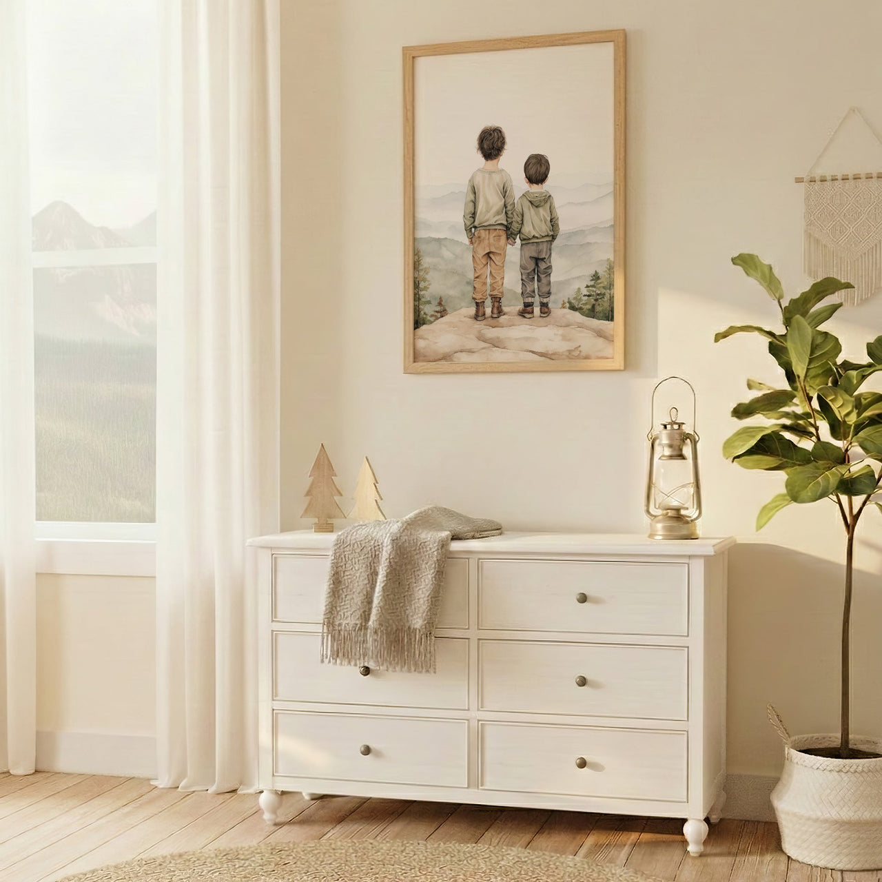 Two Brothers Wall Art – Adventure Boys Room Print