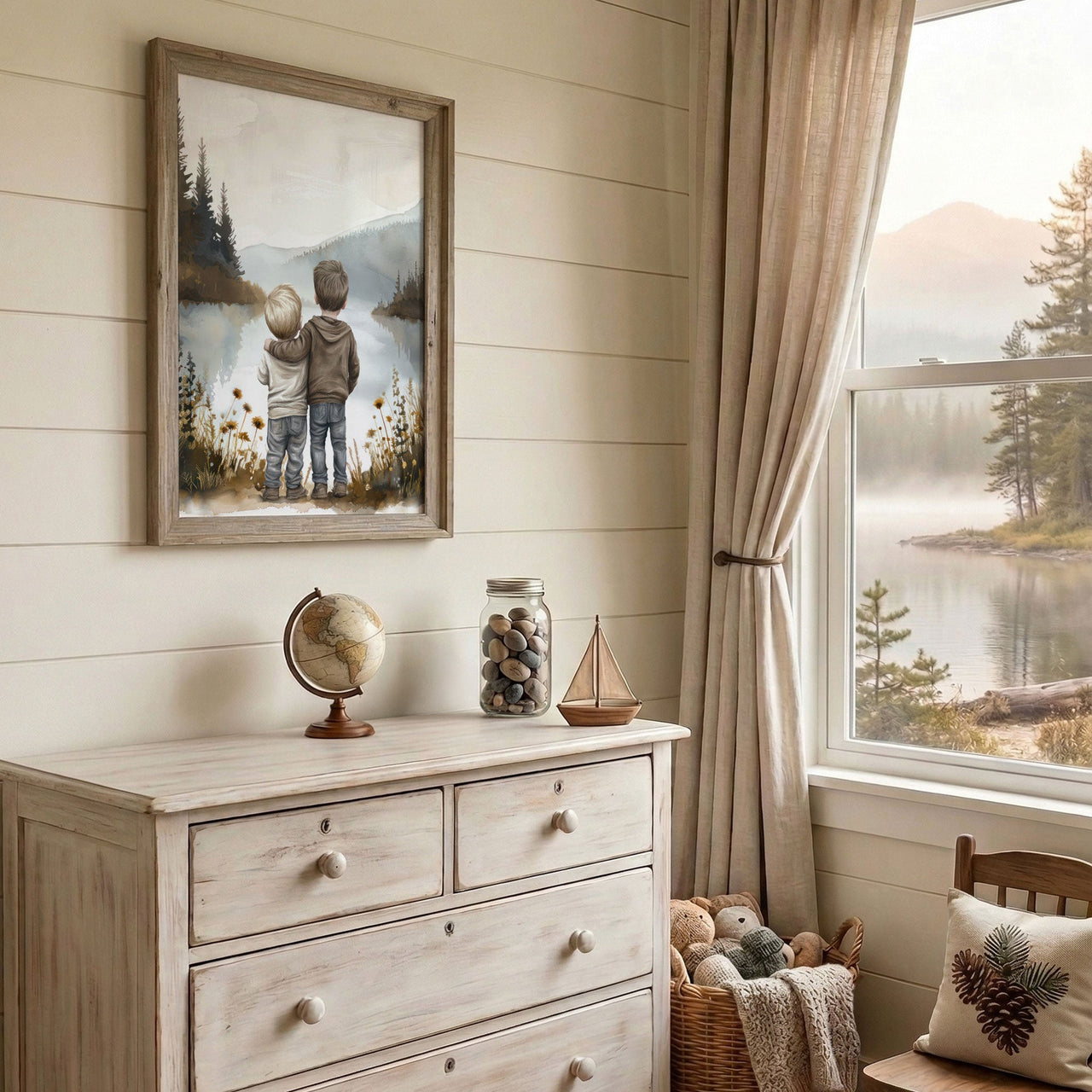 Two Little Brothers Print – Brother Room Decor