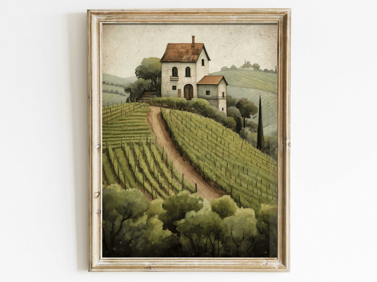 Vineyard Art Print – Country Landscape Living Room Wall Decor