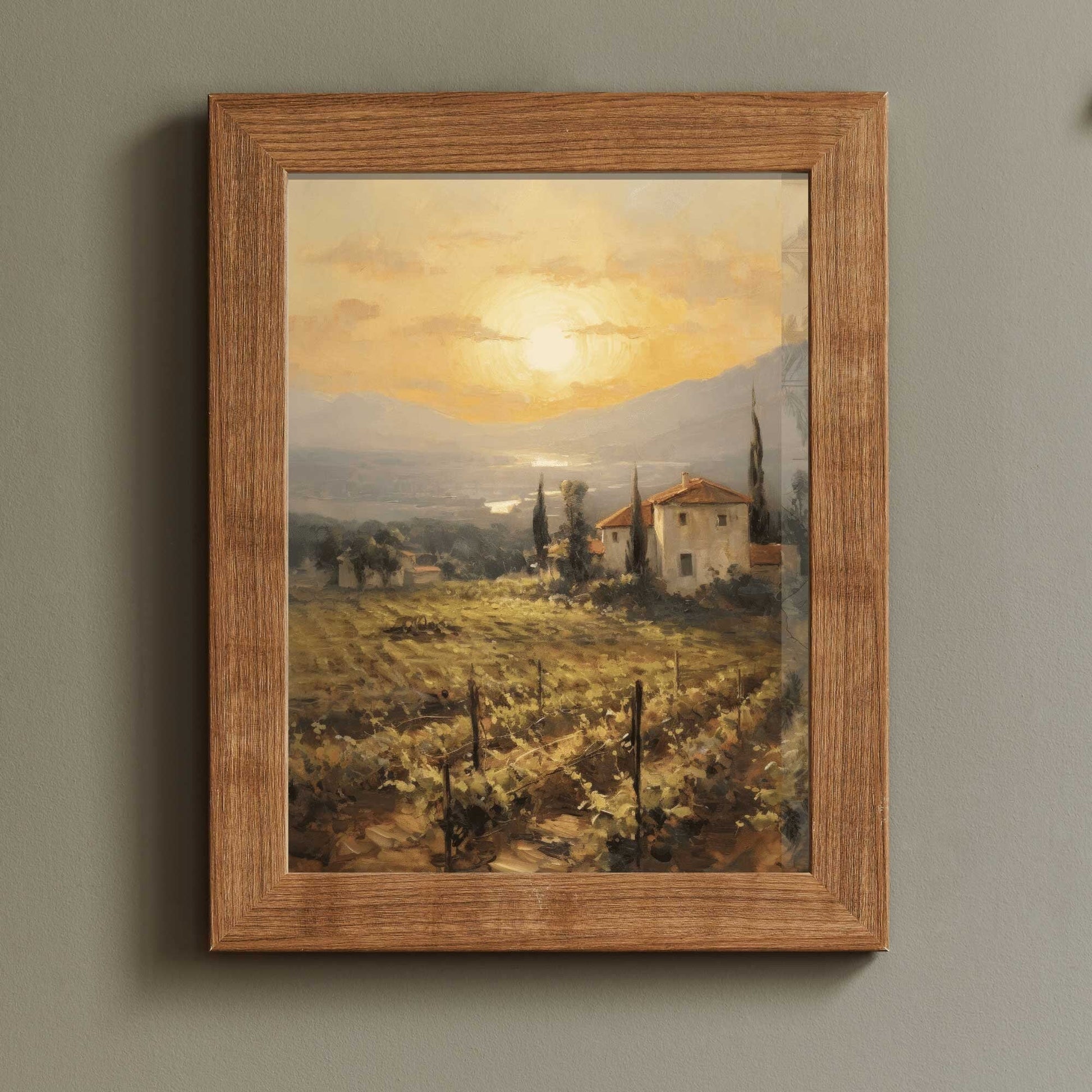 Vineyard Painting, Mediterranean Wall Art, Tuscany Landscape Print - WildfieldPrints
