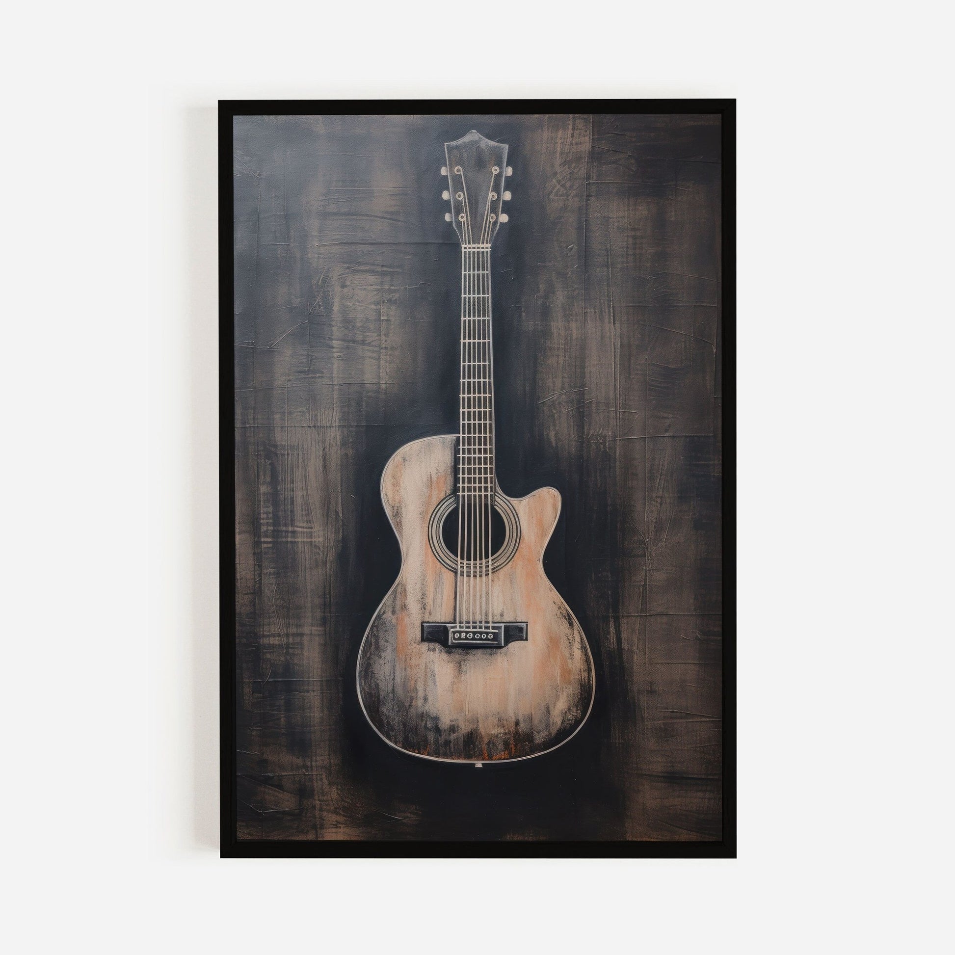 Vintage Acoustic Guitar Wall Art, Rustic Wood Decor, Instant Download - WildfieldPrints