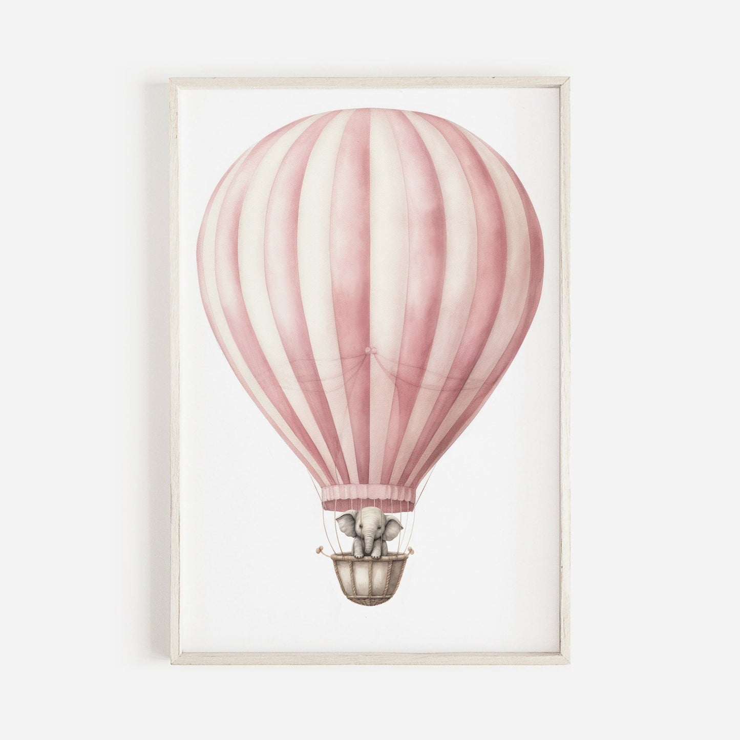 Vintage Baby Elephant Wall Art, Hot Air Balloon Nursery Decor - WildfieldPrints