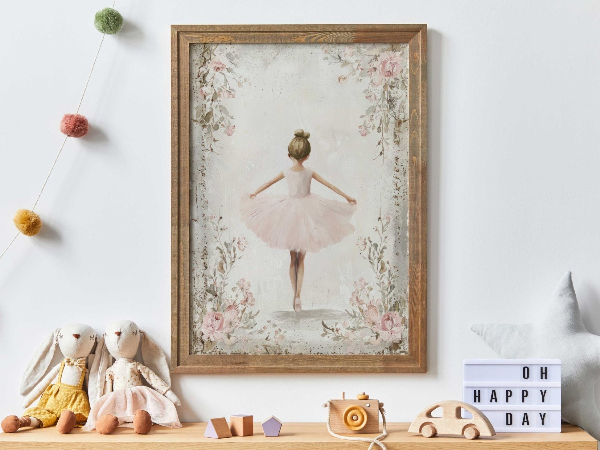 Vintage Ballerina Nursery Decor, Little Girl Ballerina Painting Girl Room, Pink Floral Nursery, Ballet Dancer, PRINTABLE Ballerina Girl Art - My Store