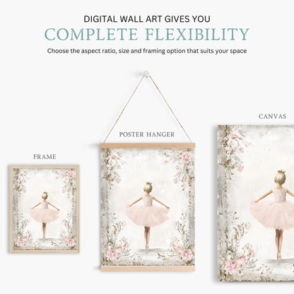Vintage Ballerina Prints, Ballerina Nursery Wall Decor, Pink Ballet Art - WildfieldPrints