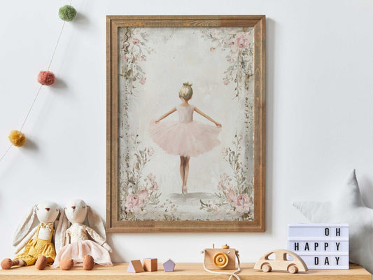 Vintage Ballerina Prints, Ballerina Nursery Wall Decor, Pink Ballet Art - WildfieldPrints
