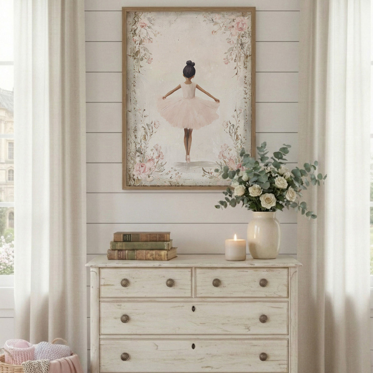 Vintage Ballerina Wall Art – Dance Nursery Print for Girls Room