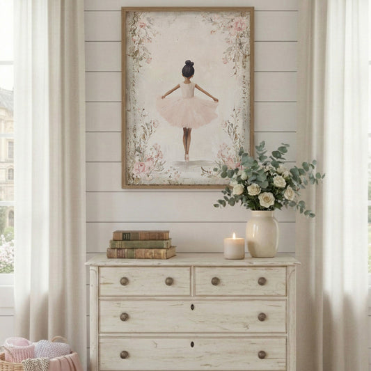 Vintage Ballerina Wall Art – Dance Nursery Print for Girls Room