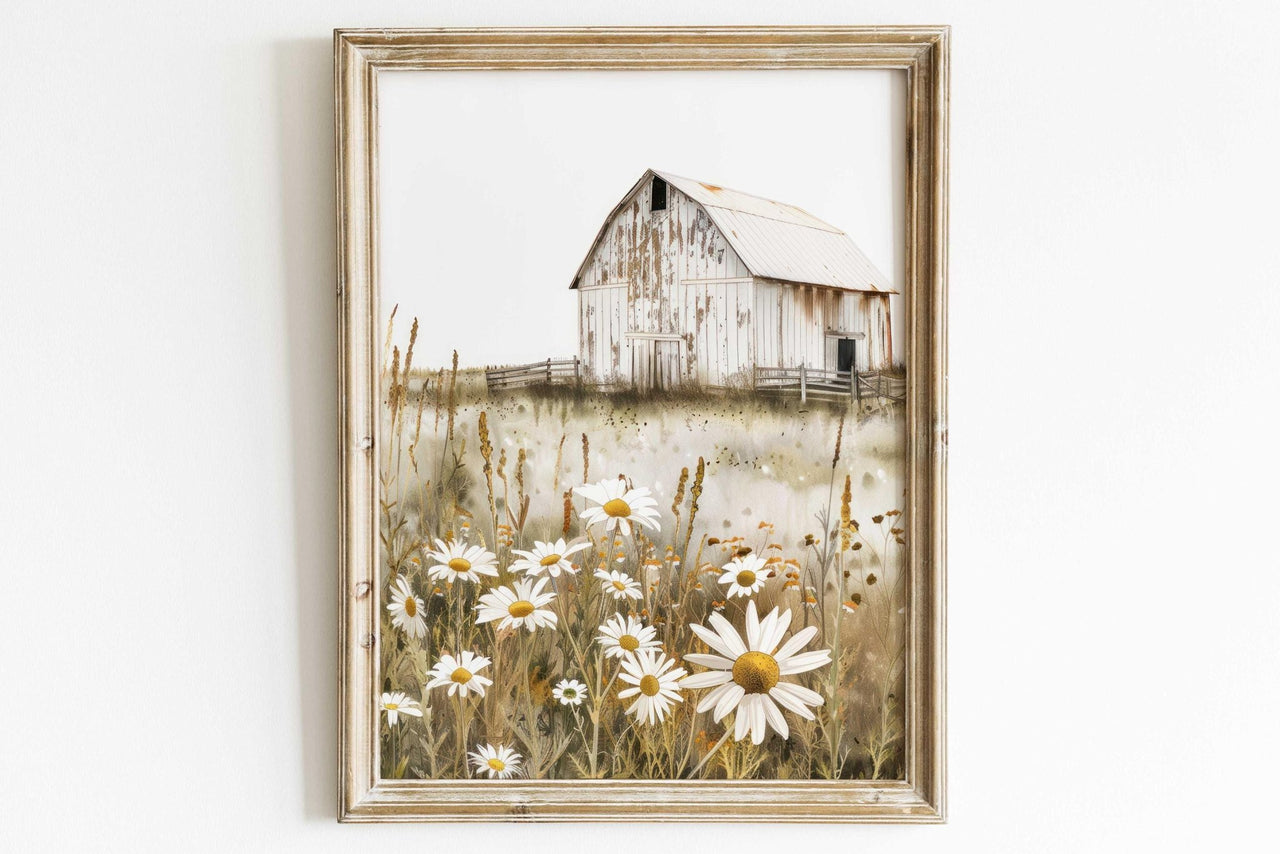 Vintage Barn Wall Art – Farm Nursery Print for Girls