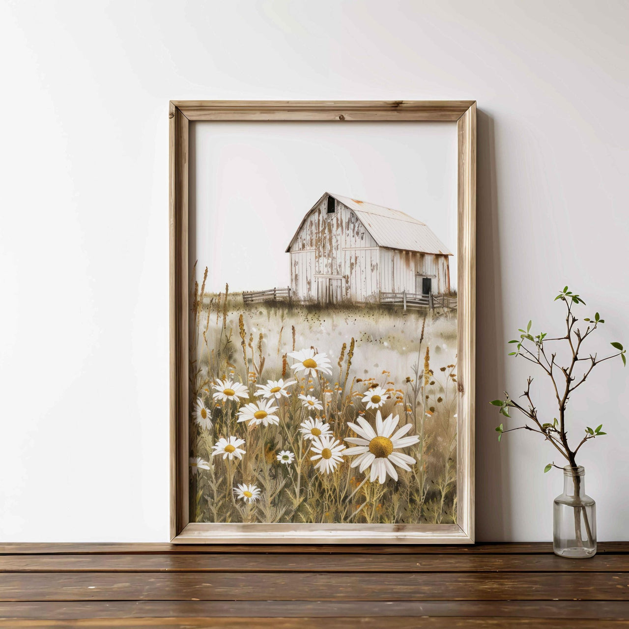 Vintage Barn Wall Art – Farm Nursery Print for Girls