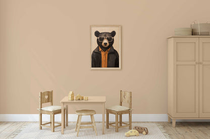 Vintage Bear Art Print, Forest Animals in Clothes, Boys Room Decor - WildfieldPrints