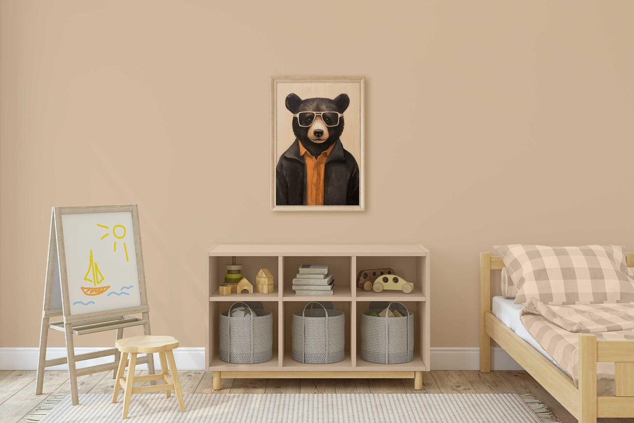 Black Bear Wall Art – Animal Boys Room Print