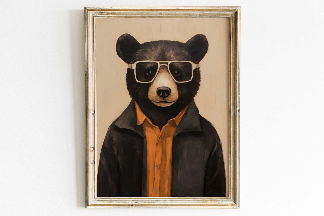 Black Bear Wall Art – Animal Boys Room Print