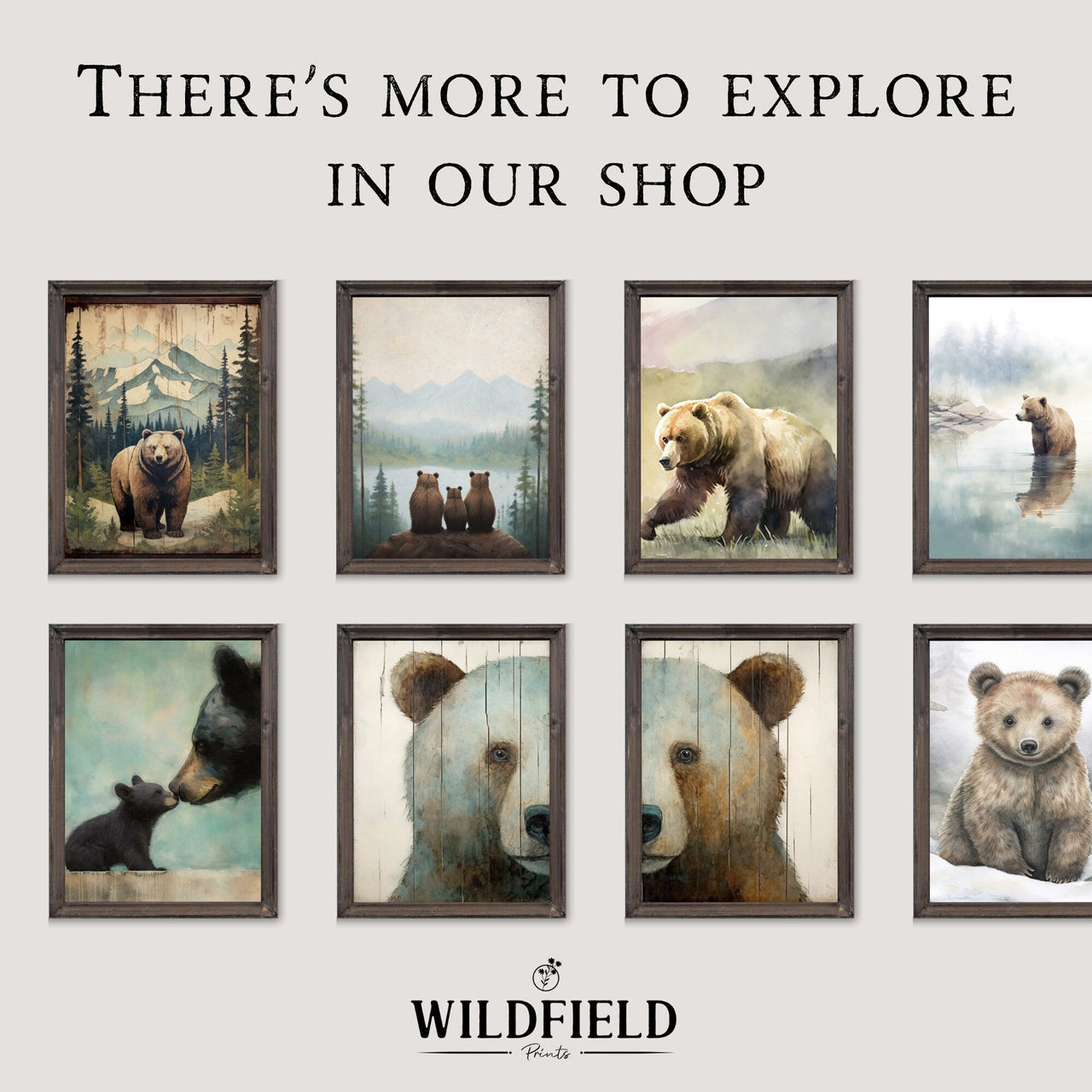 Bear Wall Art – Animal Nature Print for Living Room