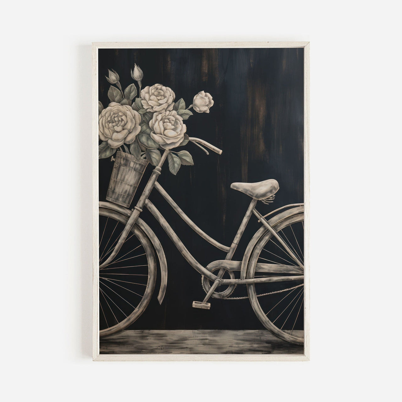 Vintage Bicycle Wall Art – Floral Living Room Print