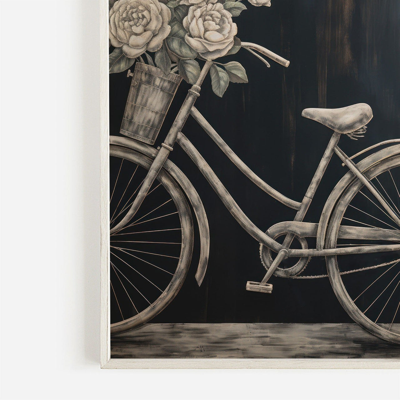 Vintage Bicycle Wall Art – Floral Living Room Print