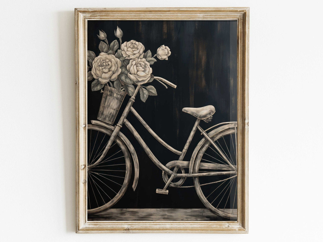 Vintage Bicycle Wall Art – Floral Living Room Print