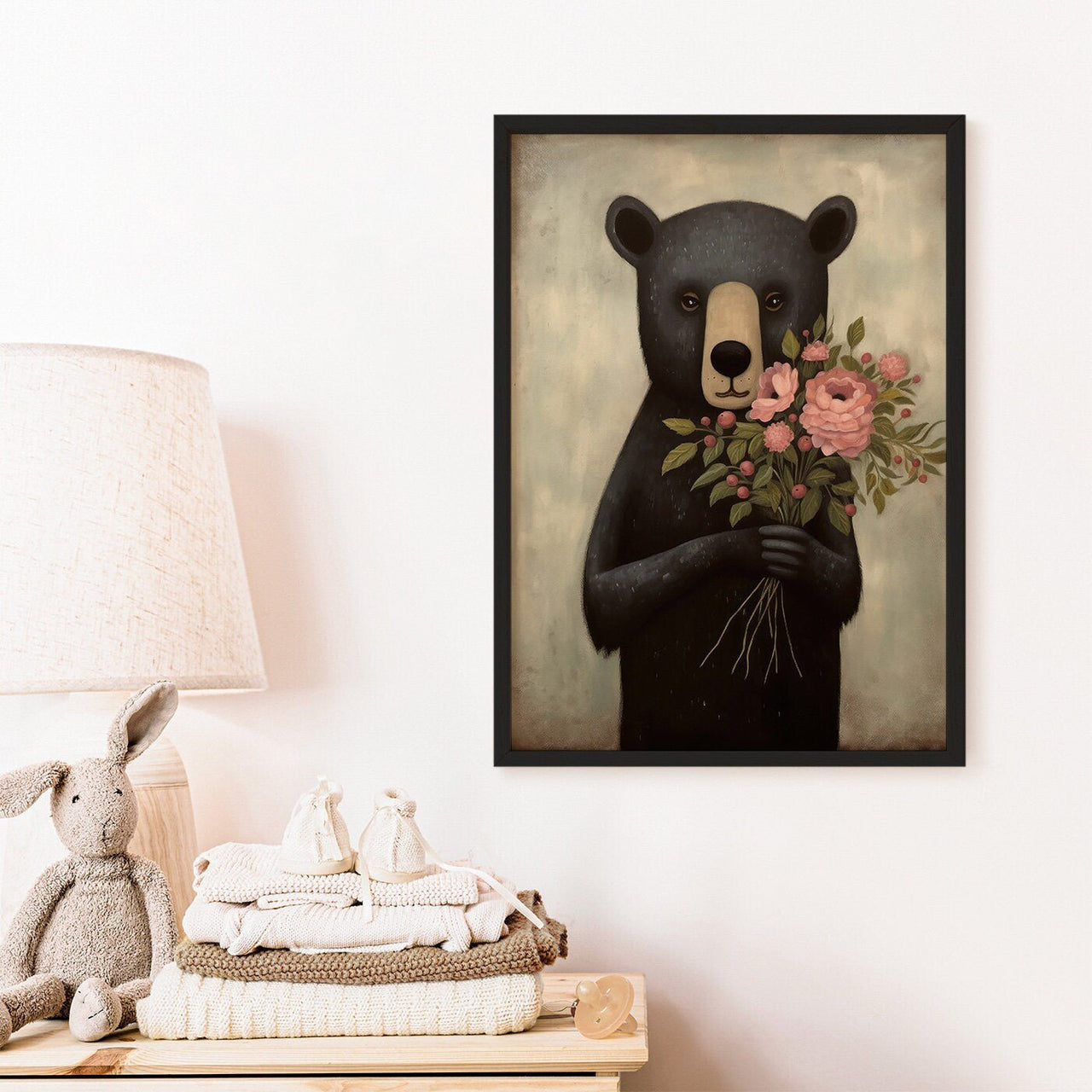 Black Bear Wall Art – Animal Nursery Print