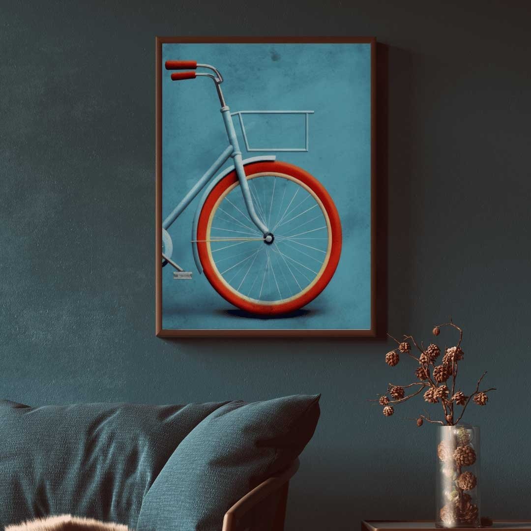 Blue Bicycle Print – Vintage Room Wall Art