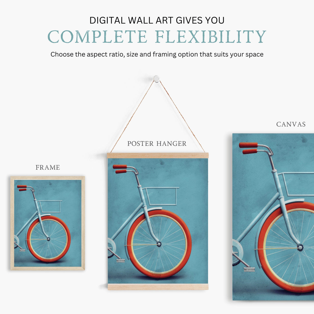 Blue Bicycle Print – Vintage Room Wall Art