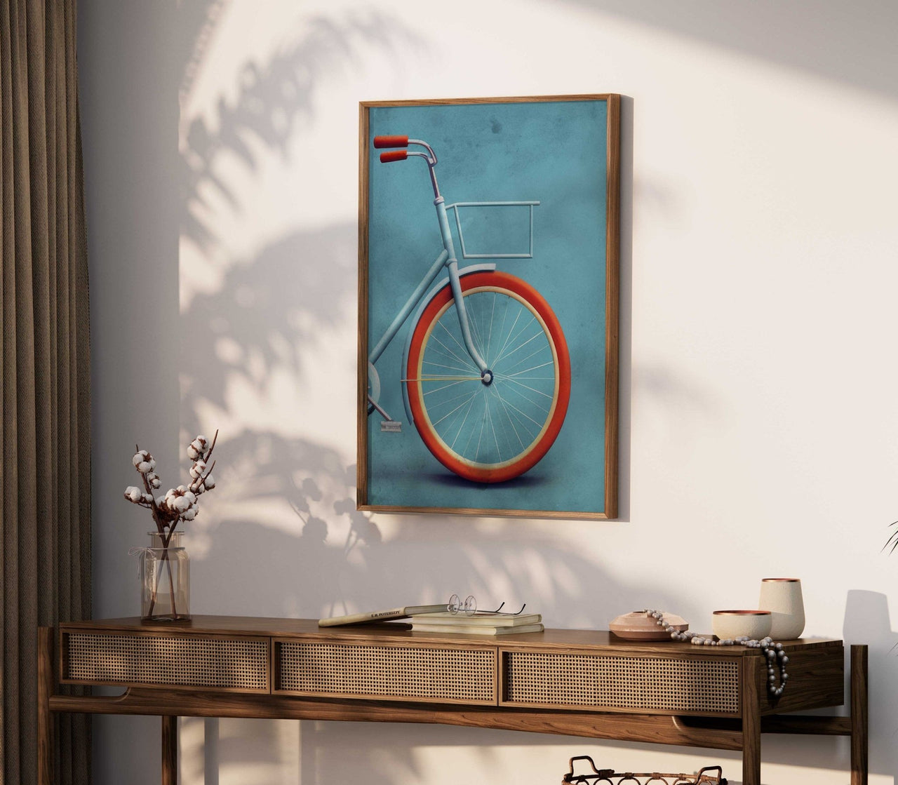 Blue Bicycle Print – Vintage Room Wall Art