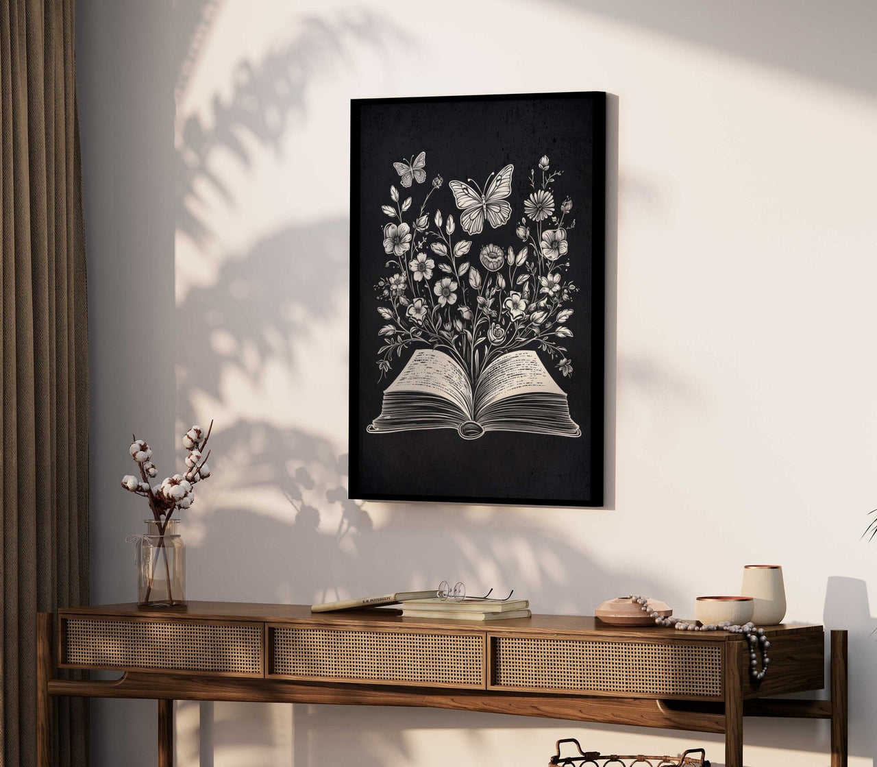 Book and Flower Print – Literary Reading Nook Wall Art
